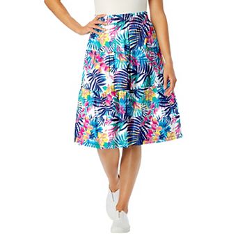 Woman Within Plus Size Elastic-Waist Knit Tiered Skirt