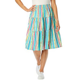 Woman Within Plus Size Elastic-Waist Knit Tiered Skirt