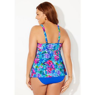 Swimsuits For All Women's Plus Size V-neck Twist Tankini Top
