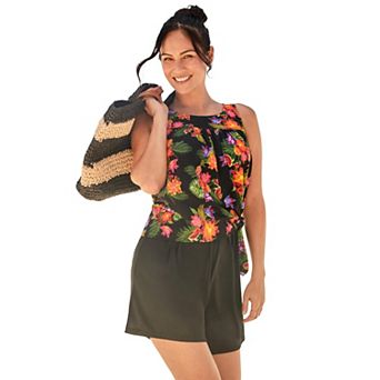 Swim 365 Women's Plus Size 2 pc Blouson Swim Set