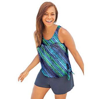Swim 365 Women's Plus Size 2 pc Blouson Swim Set