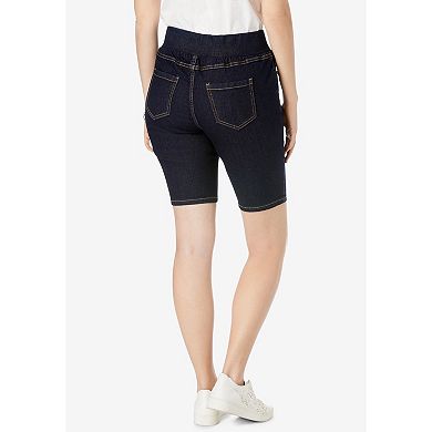 Jessica London Women's Plus Size Comfort Waist Stretch Denim Bermuda Short