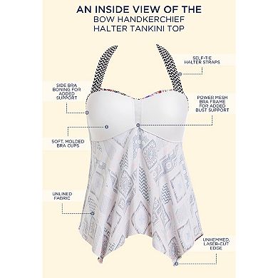 Swimsuits for All Women's Bow Handkerchief Halter Tankini Top
