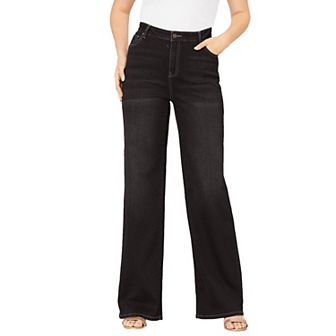Roaman's Women's Plus Size Tall Plus Size Classic Stretch Wide Leg Jean