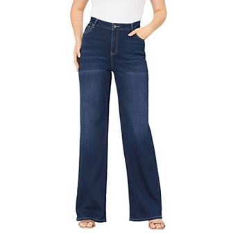 Roaman's Women's Plus Size Tall Plus Size Classic Stretch Wide Leg Jean