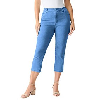 Roaman's Women's Plus Size Tall Plus Size Classic Stretch Capri Jean