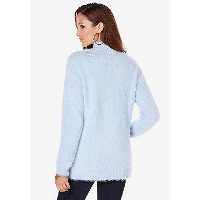 Roaman's Women's Plus Size Eyelash Mockneck Sweater