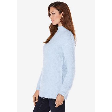 Roaman's Women's Plus Size Eyelash Mockneck Sweater