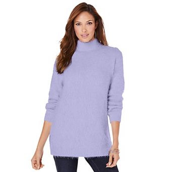 Roaman's Women's Plus Size Eyelash Mockneck Sweater