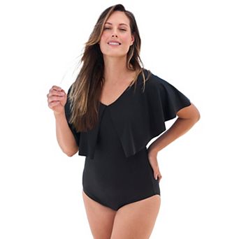 Swim 365 Women's Plus Size Flutter-sleeve One-piece