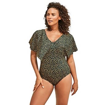 Swim 365 Women's Plus Size Flutter-sleeve One-piece