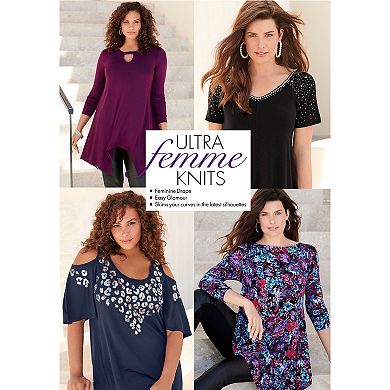 Roaman's Women's Plus Size Ultra Drape V-Neck Swing Tunic Top