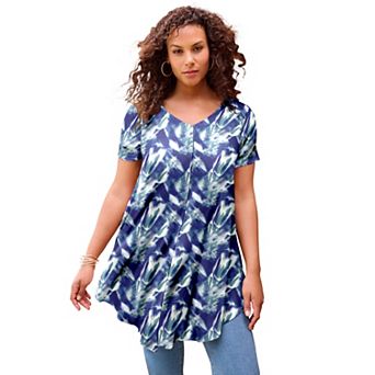 Roaman's Women's Plus Size Ultra Drape V-Neck Swing Tunic Top