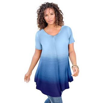 Roaman's Women's Plus Size Ultra Drape V-Neck Swing Tunic Top