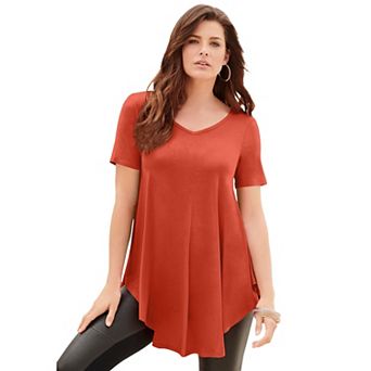 Roaman's Women's Plus Size Plus Size Ultra Drape V-Neck Swing Tunic Top