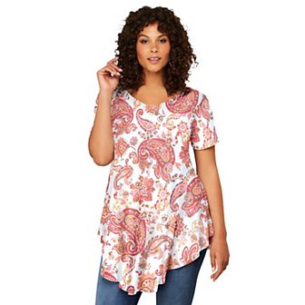 Roaman's Women's Plus Size Plus Size Ultra Drape V-Neck Swing Tunic Top
