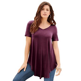 Roaman's Women's Plus Size Plus Size Ultra Drape V-Neck Swing Tunic Top
