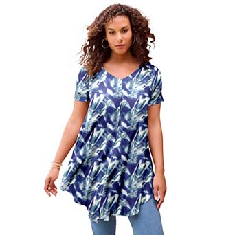 Roaman's Women's Plus Size Ultra Drape V-Neck Swing Tunic Top