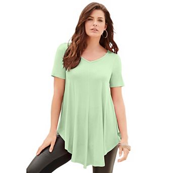 Roaman's Women's Plus Size Plus Size Ultra Drape V-Neck Swing Tunic Top