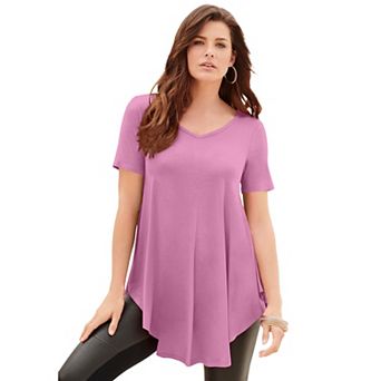 Roaman's Women's Plus Size Plus Size Ultra Drape V-Neck Swing Tunic Top