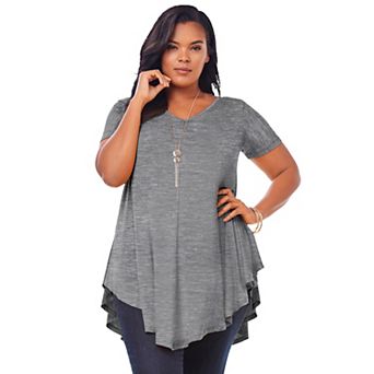 Roaman's Women's Plus Size Plus Size Ultra Drape V-Neck Swing Tunic Top