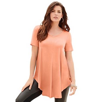 Roaman's Women's Plus Size Plus Size Ultra Drape V-Neck Swing Tunic Top