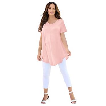 Roaman's Women's Plus Size Ultra Drape V-Neck Swing Tunic Top