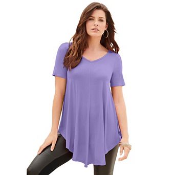 Roaman's Women's Plus Size Plus Size Ultra Drape V-Neck Swing Tunic Top