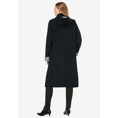 Jessica London Women's Plus Size Contrast Hood Raincoat