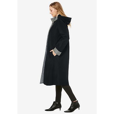 Jessica London Women's Plus Size Contrast Hood Raincoat