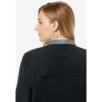 Jessica London Women's Plus Size Contrast Hood Raincoat
