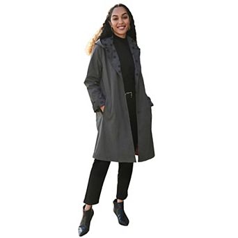 Jessica London Women's Plus Size Contrast Hood Raincoat