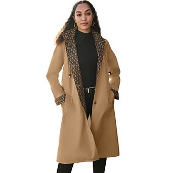 Jessica London Women's Plus Size Contrast Hood Raincoat