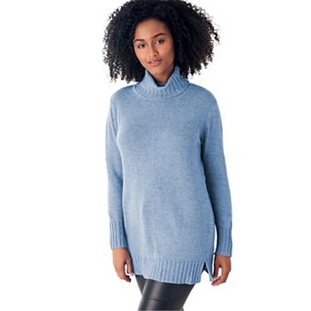 ellos Plus Size Ribbed Turtleneck Tunic Sweater