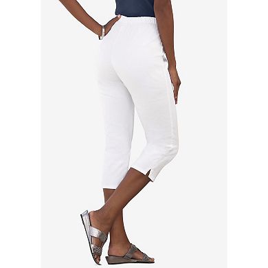 Roaman's Women's Plus Size Tall Plus Size Comfort Stretch Capri Jean