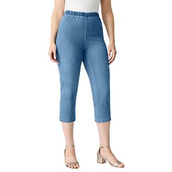 Roaman's Women's Plus Size Tall Plus Size Comfort Stretch Capri Jean