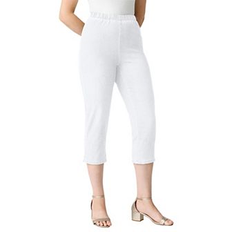 Roaman's Women's Plus Size Tall Plus Size Comfort Stretch Capri Jean