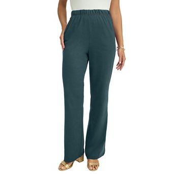 Jessica London Women's Plus Size Soft Ease Cotton Knit Wide Leg Pant