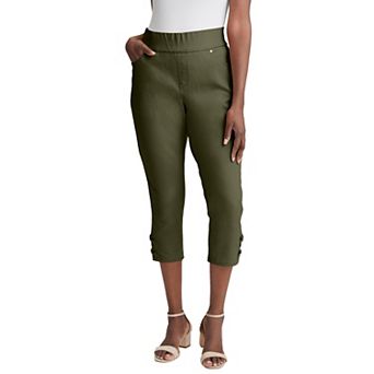 Jessica London Women's Plus Size Comfort Waist Stretch Denim Lace-Up Capri