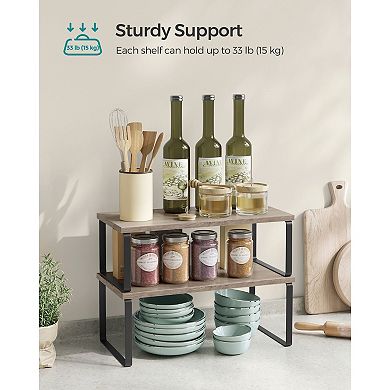 4-Piece Expandable Cabinet Shelf Organizer Set for Spices, Coffee Bar, and Cookware