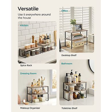 4-Piece Expandable Cabinet Shelf Organizer Set for Spices, Coffee Bar, and Cookware