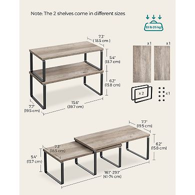 4-Piece Expandable Cabinet Shelf Organizer Set for Spices, Coffee Bar, and Cookware