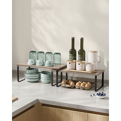 4-Piece Expandable Cabinet Shelf Organizer Set for Spices, Coffee Bar, and Cookware