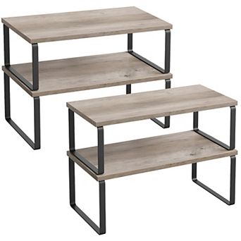 4 pc Expandable Cabinet Shelf Organizer Set for Spices, Coffee Bar, and Cookware