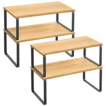 4 pc Expandable Cabinet Shelf Organizer Set for Spices, Coffee Bar, and Cookware