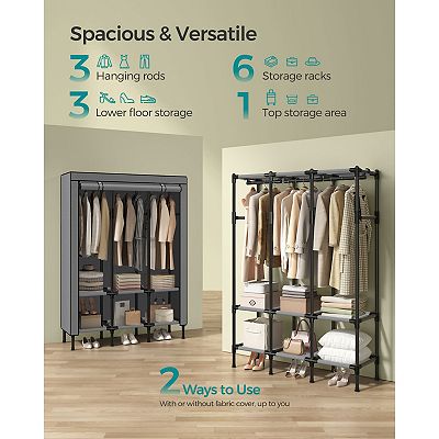 Heavy Duty Freestanding Portable Closet Organizer With Fabric Cover
