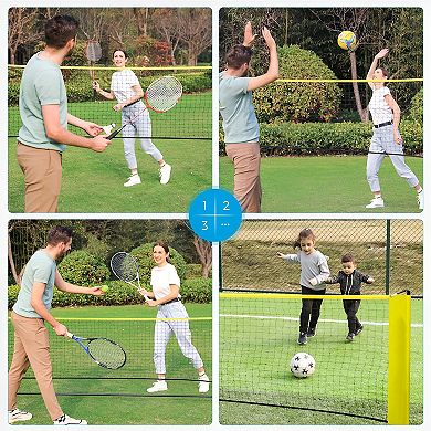All-In-One Portable Badminton Kit - Lightweight Net, Rackets, and Shuttlecocks Included