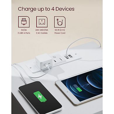 Nightstand With Charging Station: Modern Design, 2 AC Outlets, 2 USB Ports