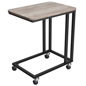 Modern End Table in Light Ivory and Black Finish - Stylish Furniture for Home