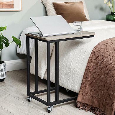 Modern End Table in Light Ivory and Black Finish - Stylish Furniture for Home